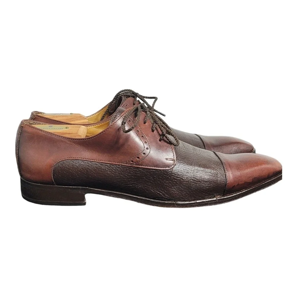 Mercanti Fiorentini Men's Cap Toe Brown Leather Oxford Dress Shoes Sz 10 M ITALY